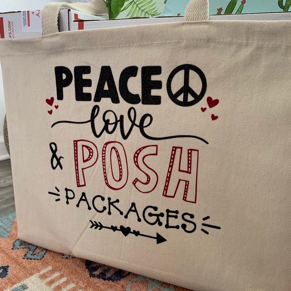 Peace Love & Posh Packages Large Canvas Tote Bag - Picture 6 of 6
